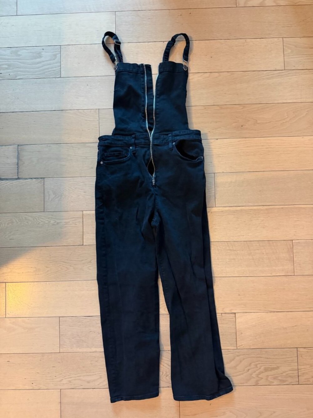 Hudson Avalon Zip Front Cropped Denim Jumpsuit Black Size 29